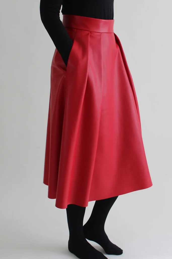 Weiter Lederrock aus Lammnappa mit zwei Taschen